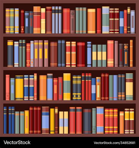 Bookshelf background bookcase with books Vector Image