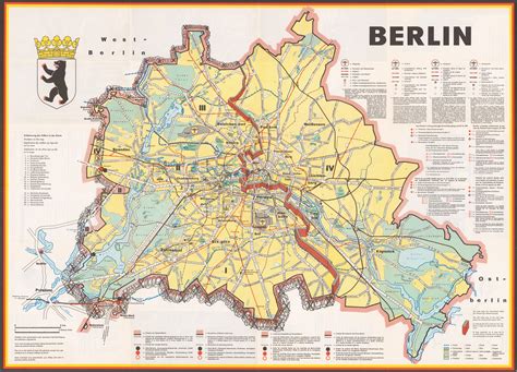 Berlin : a cold war map showing the Berlin Wall as a bricked-up barrier ...