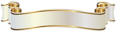 White and Gold Banner PNG Clipart Image