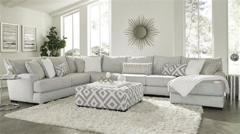 Tweed Large Sectional Sofa with Chaise - Light Gray | Home Furniture