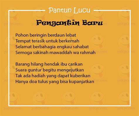 Pantun Lucu Pernikahan Sebagai Ucapan Selamat Pengantin Baru - YEDEPE.COM