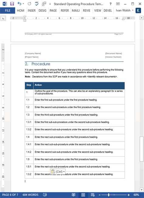 Operations Manual Template Microsoft Collection