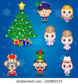 Cute Nutcracker Cartoon Characters Vector Illustration Stock Vector ...