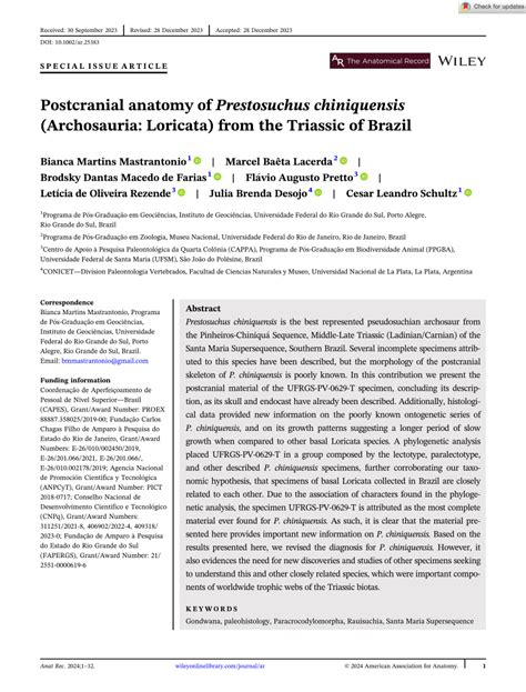 (PDF) Postcranial anatomy of Prestosuchus chiniquensis (Archosauria ...