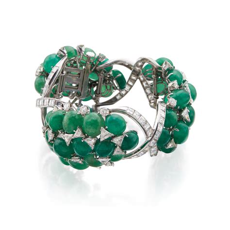 David Webb | Emerald and Diamond Bracelet | Important Jewels | | Sotheby's