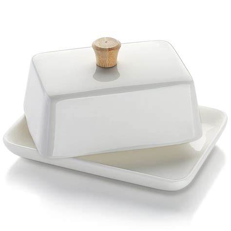 European Style Porcelain Butter Dish with Lid - DOWAN 6-inch, White