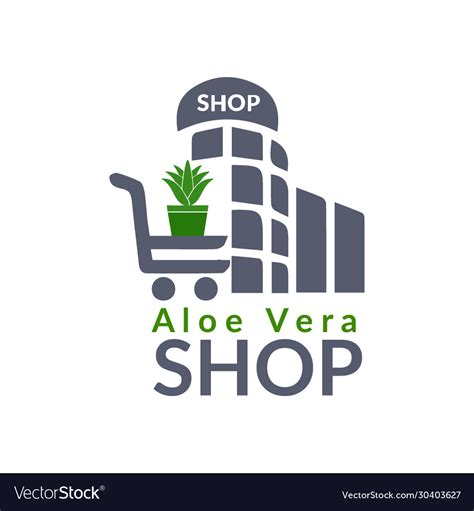 Aloe vera shopping mall icon logo design Vector Image