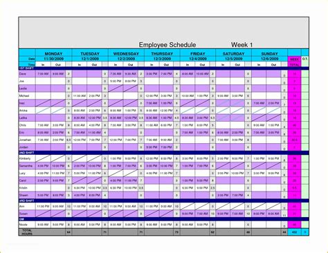 Excel Work Schedule Template Free Of Collection Staff Work Schedule ...