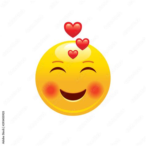 Heart emoji couple icon. 3d face smile for love chat, message design ...