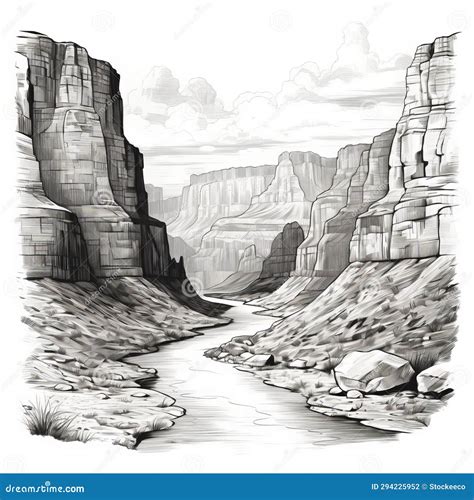 Minimalist Black and White Sketch of Grand Canyon - Nashville Inspired ...