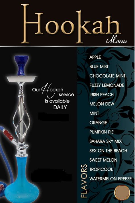 Hookah Menu - SYRIANA HOOKAH LOUNGE