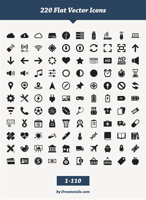 Free Download: 220 Flat Vector Icons - Dreamstale