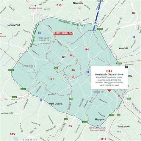 Interactive map of Birmingham Clean Air Zone with postcodes – Maproom