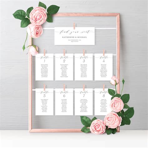 Printable Wedding Seating Cards Template DIY Katherine - Etsy