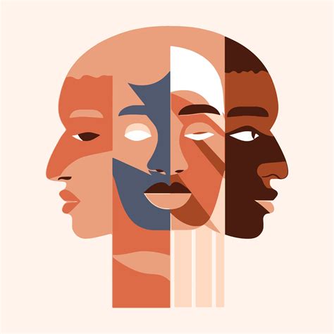 mix face different color abstract illustration, racial equality ...