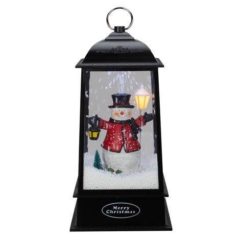 13" Lighted Snowman Christmas Lantern with Falling Snow | Christmas Central