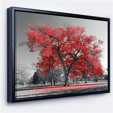 DESIGN ART Designart 'Big Red Tree on Foggy Day' Landscape Framed ...