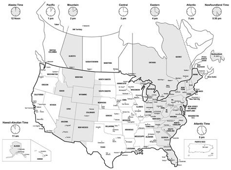 Us And Canada Time Zone Map Printable