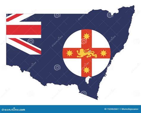 Combined Map and Flag of the Australian State of New South Wales Stock ...