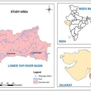 Map of the Gujarat, including the study reach in the Lower Tapi river ...