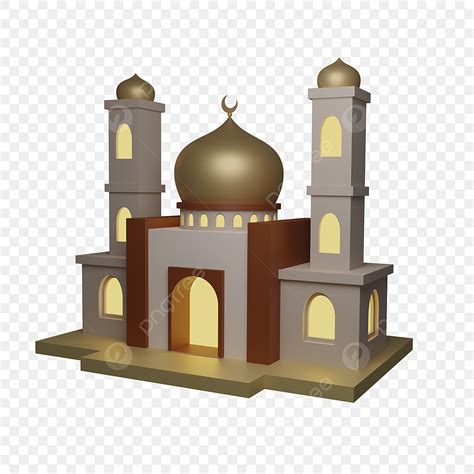 Golden Mosque 3d Vector 3d Mosque With Golden Dome 3d Mosque Golden