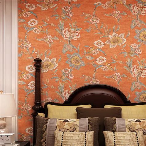 Vintage Retro Orange Big Flower Wallpaper Mural Luxury 3d Wallpapers ...