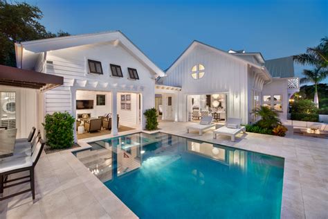 Florida Coastal Cottage Outdoor Living - Beach Style - Pool - Miami ...