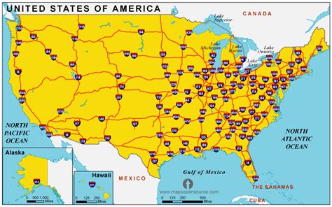 Free USA Interstate Highways Map | Interstate Highways Map of USA ...