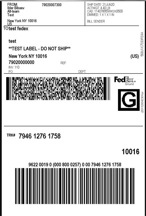 Fedex Shipping Label Template