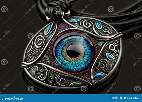 Evil Eye Amulet, with Intricate Design and Brilliant Colors, on Black ...