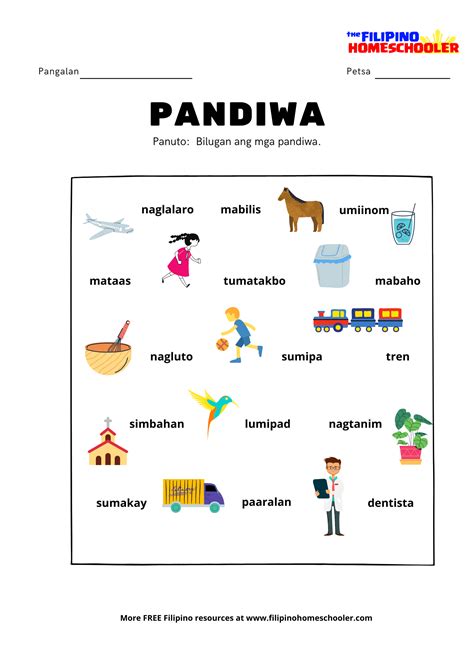 Pandiwa at Mga Halimbawa — The Filipino Homeschooler