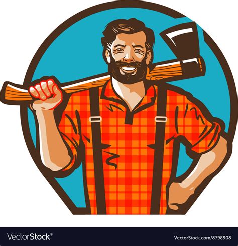 Cartoon lumberjack holding an axe Royalty Free Vector Image