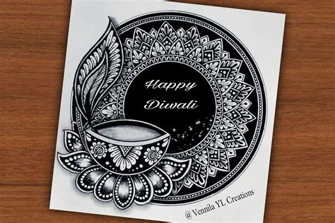 Happy Diwali Diya Mandala Art