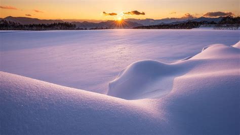 Wallpaper Winter, dawn, snow, mountains, sunrise 1920x1200 HD Picture ...