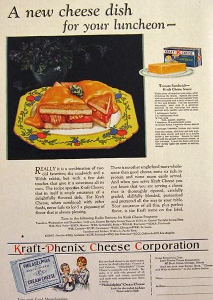 1929 Kraft American Cheese Ad ~ Tomato Sandwich Recipe, Vintage Food ...