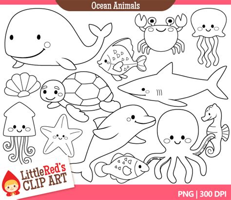 Free Sea Life Clipart Black And White, Download Free Sea Life Clipart Black And White png images ...