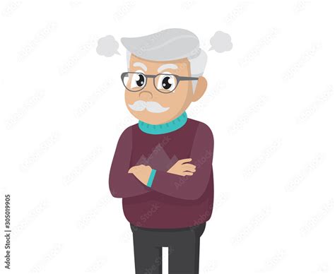 Cartoon character Poses, Grumpy old man. Angry . Stock Vector | Adobe Stock