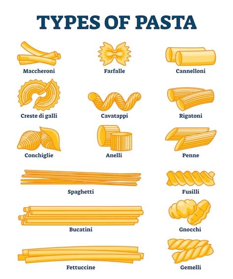 Premium Vector | Types of pasta illustration. labeled italian cuisine ...