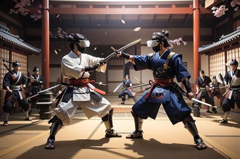 Premium AI Image | VR Samurai Swordsmanship Showdown