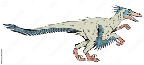 velociraptor with feathers, fossil dinosaur, prehistoric animals ...