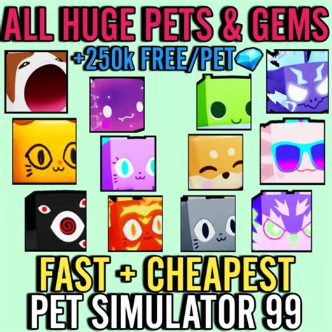 PET SIMULATOR 99 - Huge Pets +💎Gems💎 - Cheap and Quick - Pet Sim 99 ...