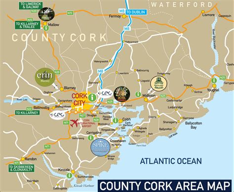 Map of Cork City and County. Things to do, places to visit in Cork