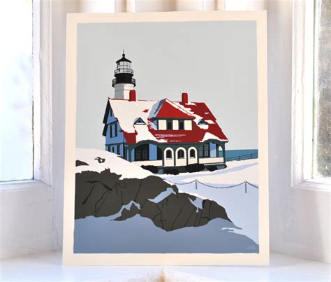 Portland Head Lighthouse in Winter Art Print 8 X - Etsy