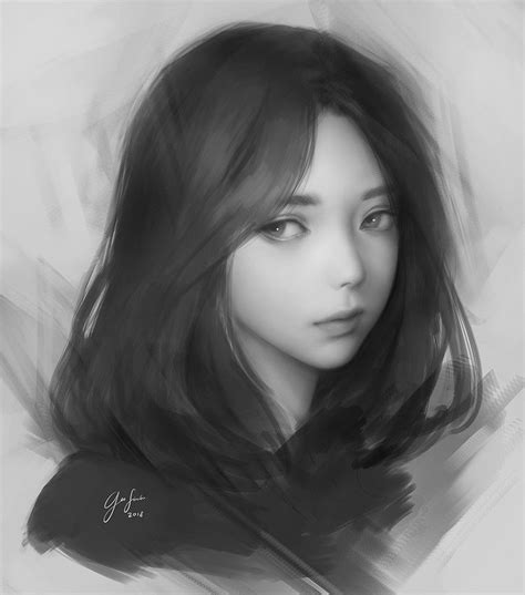 ArtStation - Grayscale Painting, Geo Siador | Grayscale art, Portrait ...