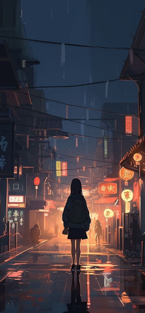 Girl in Chinese Lane Anime Wallpaper - Anime Aesthetic Wallpaper ...