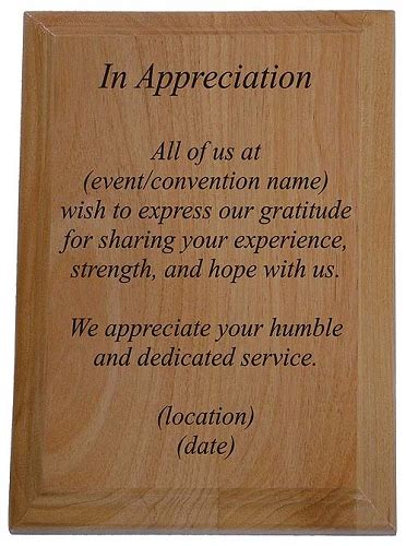 Service Appreciation Plaque | Recovery Gifts and Slogan Plaques at ...