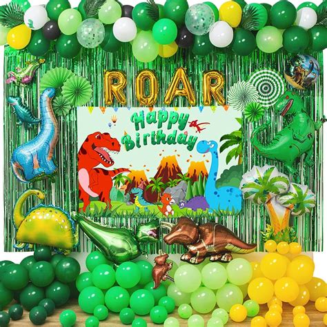 Vikkas Dinosaur Birthday Decorations Set-163pcs Dinosaur Birthday Party ...