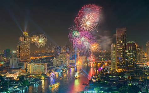 Fireworks` Bangkok New Year 2016, Thailand Stock Image - Image of ...