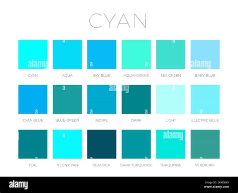 Cyan Blue Color Shades Swatches Stock Vector Image & Art - Alamy