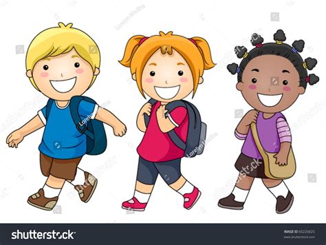 A Small Group Of Kids Walking To School - Vector - 60226825 : Shutterstock